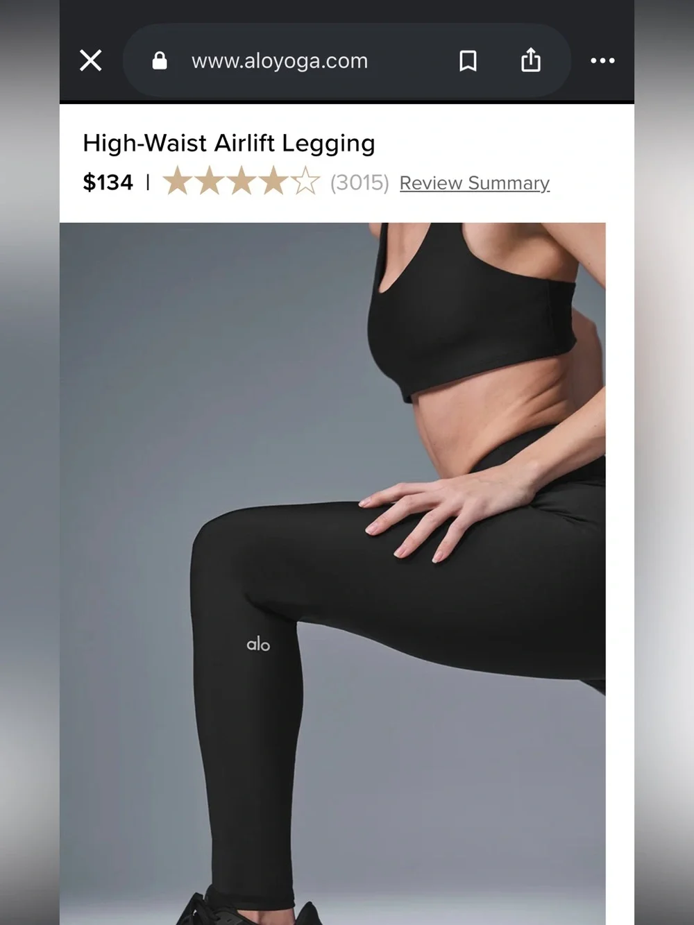 ALO YOGA Airlift 7/8 High Waist Leggings Black XS High Rise Activewear